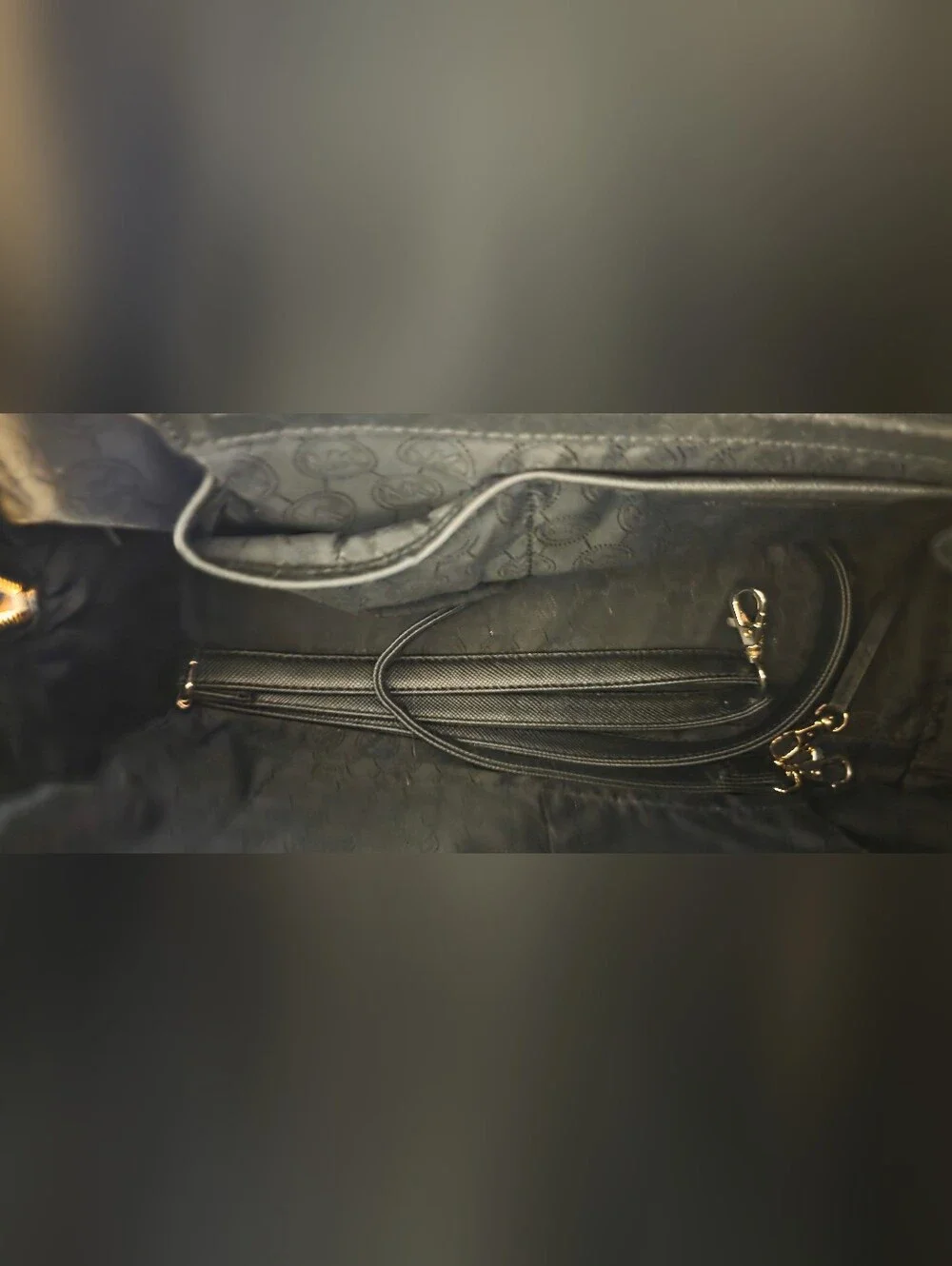Michael Kors Black Dome Satchel with Gold MK Charm